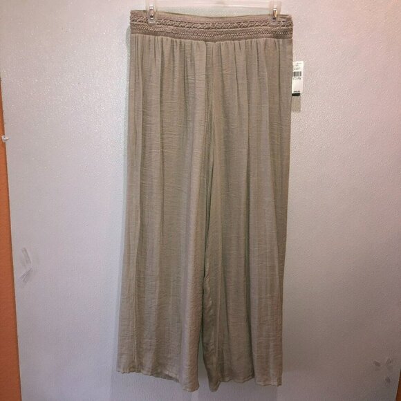 NWT New Directions Womens XL Sand Elastic Waist Wide Leg Lined Trousers Pants - Picture 9 of 9